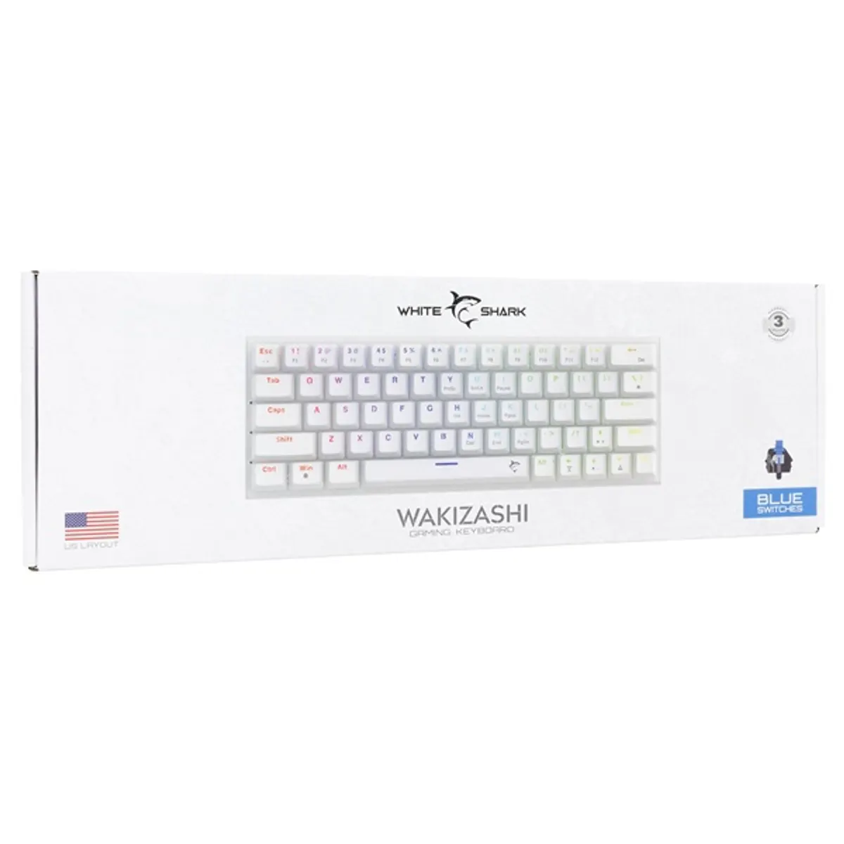 White Shark WAKIZASHI 2 GK-002221V2-W/BL-US US fehér mechanikus (blue switch) gamer billentyűzet #7