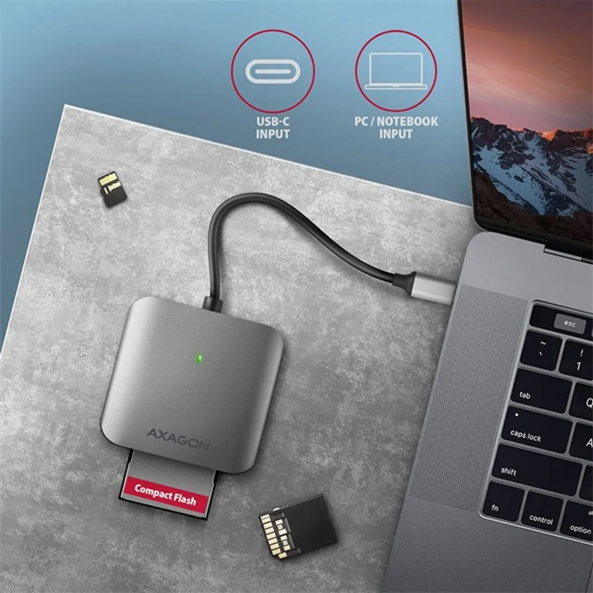 Axagon CRE-S3C USB-C 3.2 SD/microSD/CF külső kártyaolvasó #5