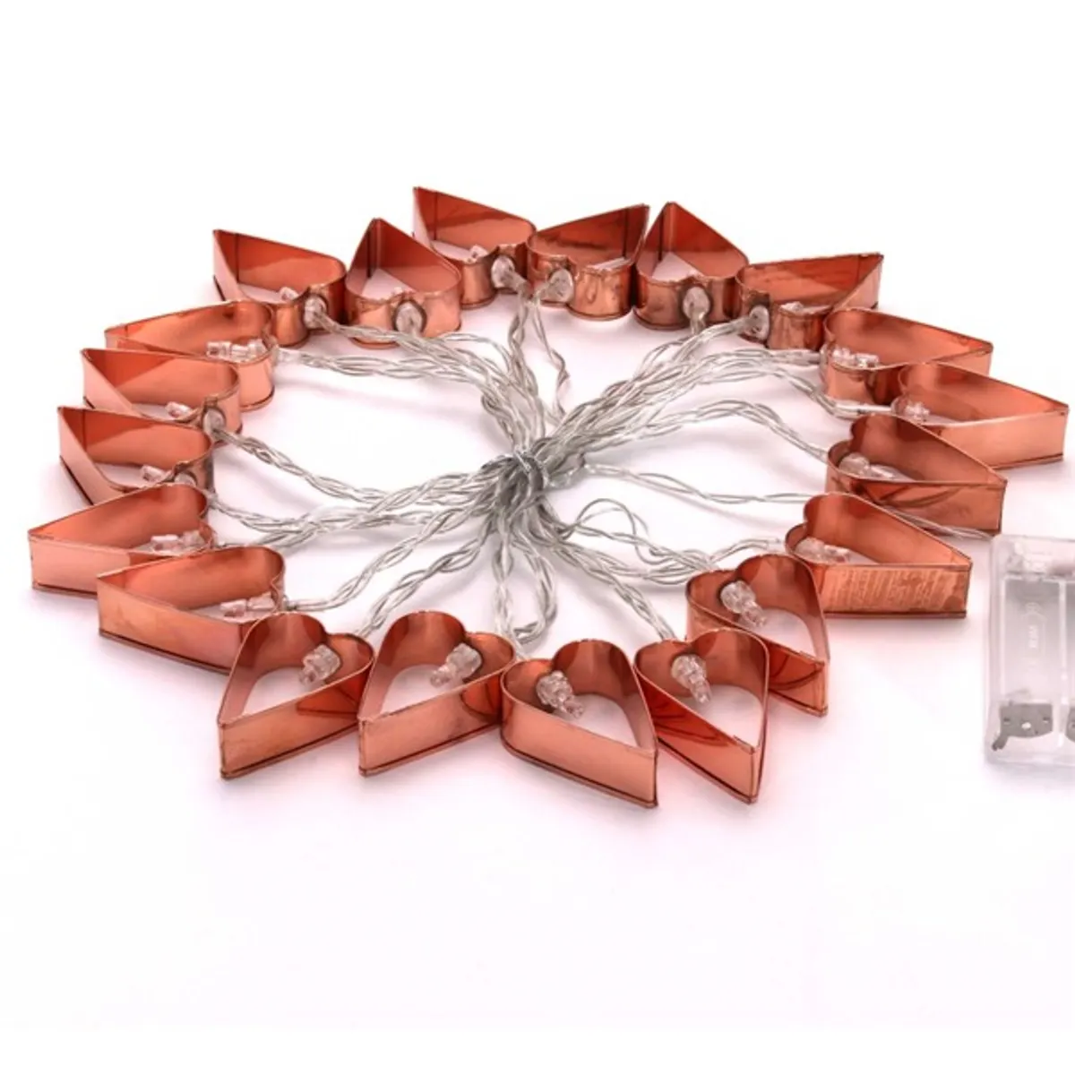 Szív alakú fém/4m/meleg fehér/20db LED-es/3xAA elemes fényfüzér, fénydekoráció #2