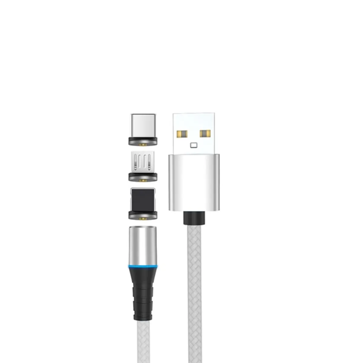 Stansson 1m 3in1 mágneses fejű microUSB/Type-C/Lightning fonott kábel #1