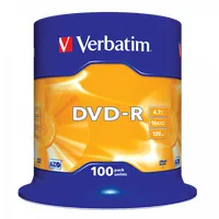 VERBATIM 43549 DVD-R 4,7GB/16x/matt ezüst írható felület/egyszer írható DVD 100db/csomag #1