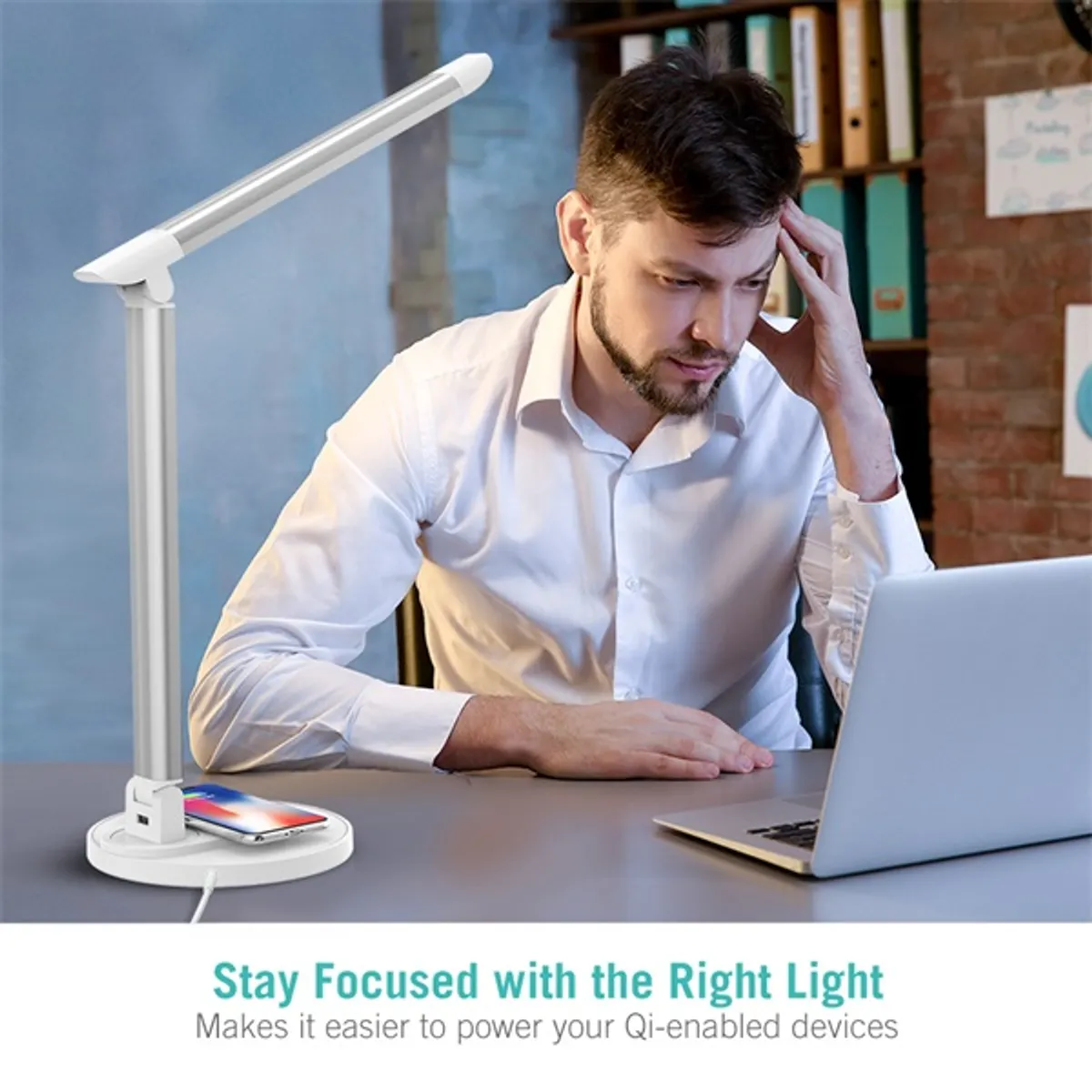 Taotronics TT-DL036 fehér LED lámpa, vezeték nélküli töltővel, gyorstöltő funkcióval #8