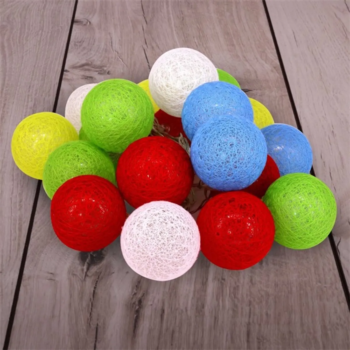 Iris Gömb alakú 6cm/színes fonott/3m/több színű/20db LED-es/USB-s fényfüzér, fénydekoráció #2