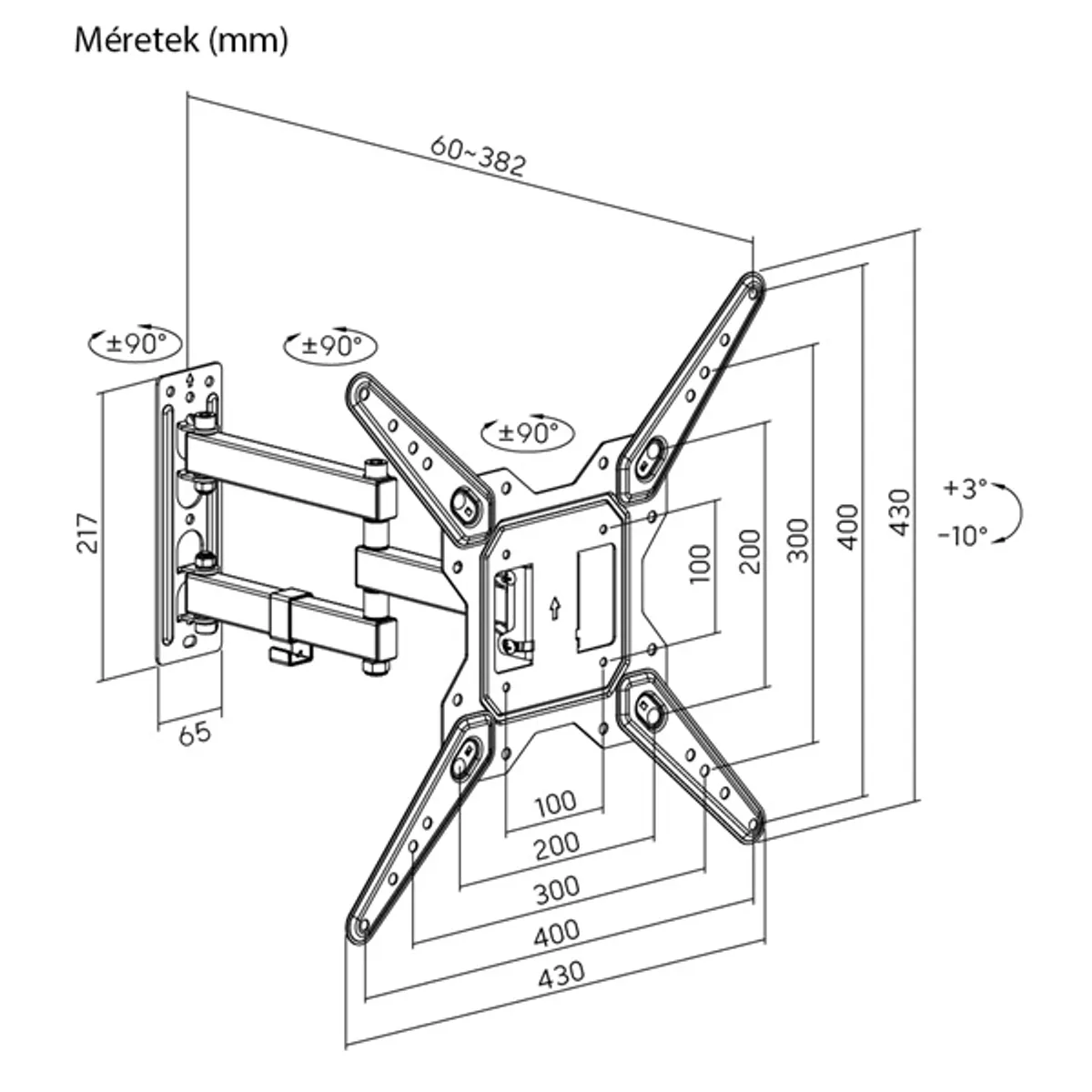 Stansson WM-2355 23"-55" dönthető,forgatható fali TV konzol #6
