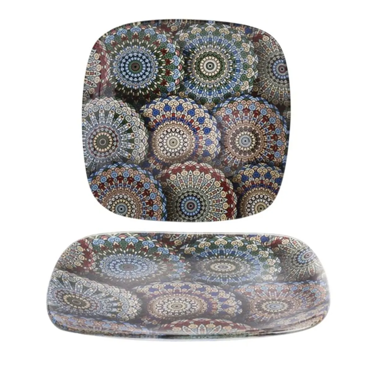 IRIS üveg tányér mandala minta minta 25x25cm #1