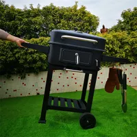 TOO BG-200B fekete BBQ faszenes grillkocsi két oldalsó asztallal #6