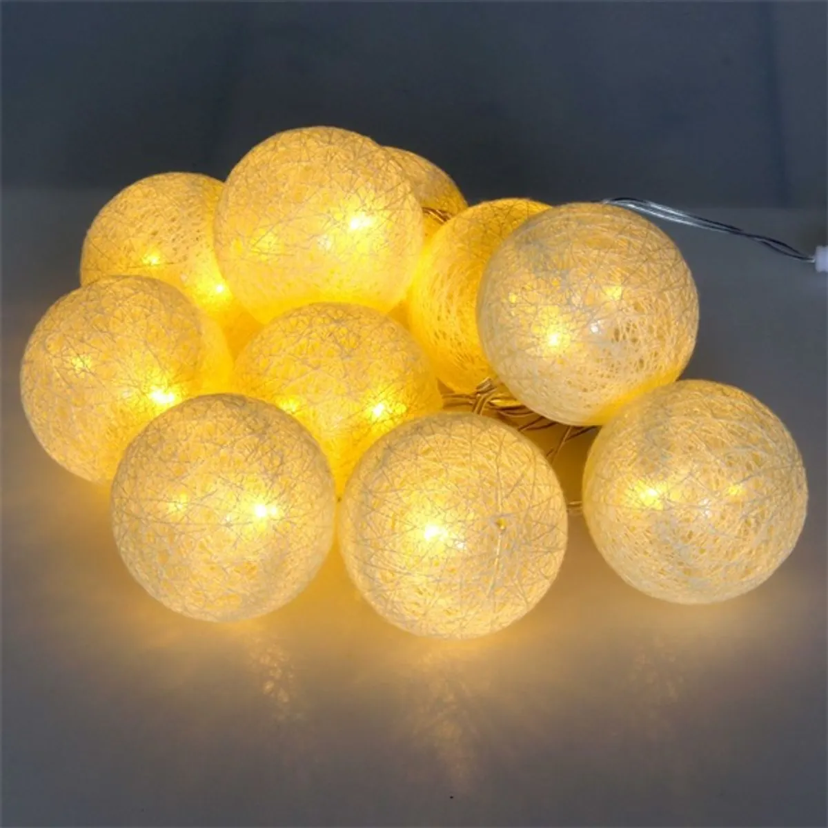 Iris Gömb alakú 6cm/színes fonott/1,5m/meleg fehér/10db LED-es/USB-s fényfüzér, fénydekoráció #2