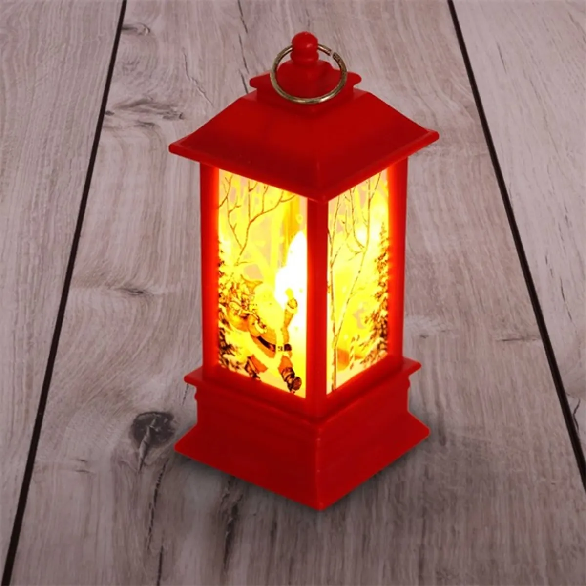 Iris Karácsonyi Mikulás mintás 13x5,3x5,3cm LED-es piros lámpás #1