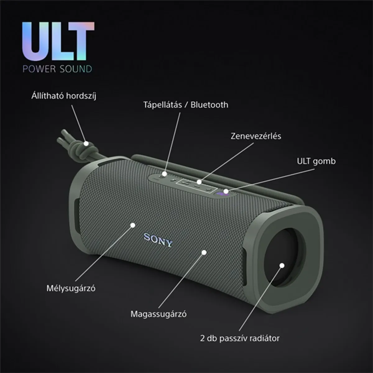Sony SRSULT10H.CE7 ULT FIELD 1 hordozható vezeték nélküli szürkészöld Bluetooth hangszóró #8