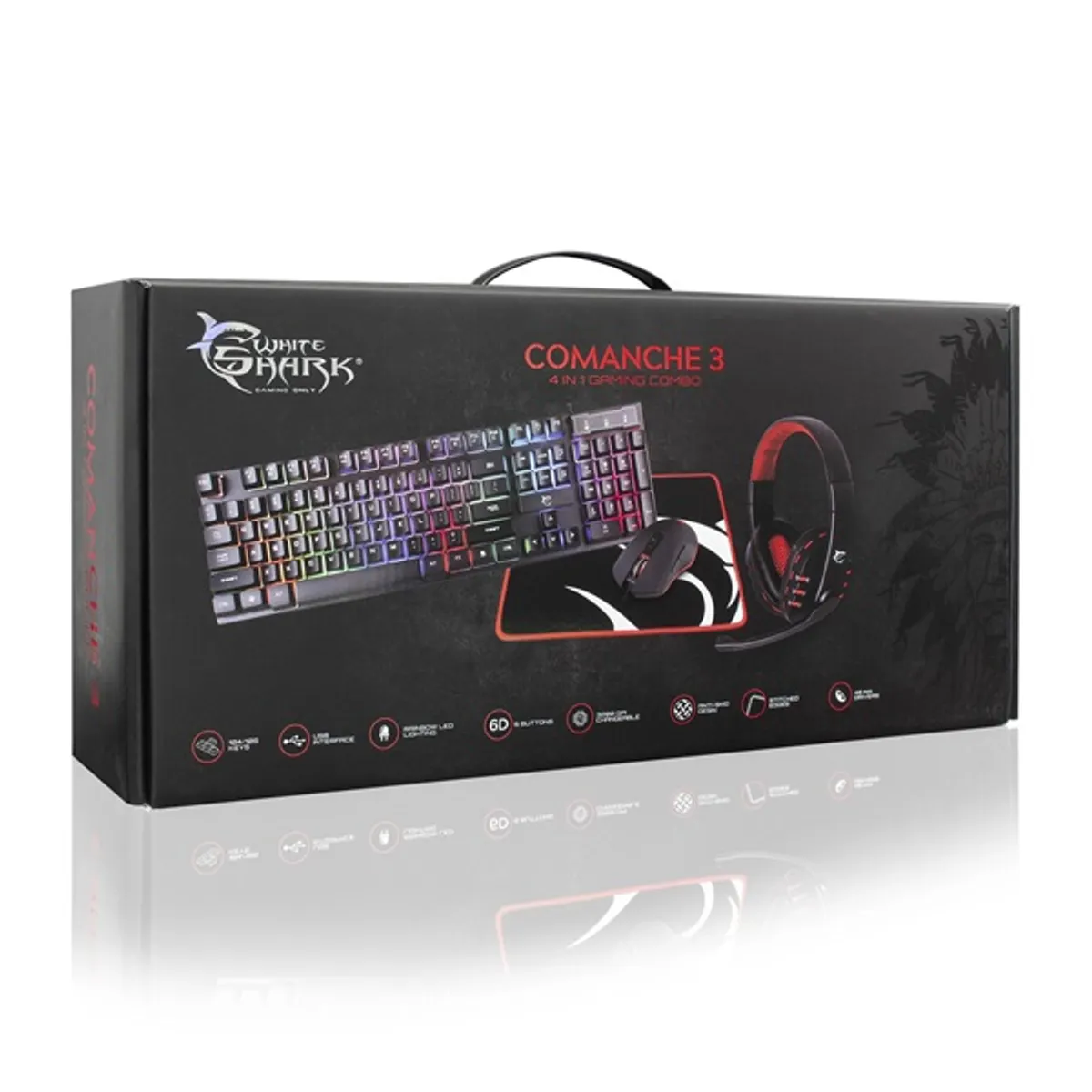 White Shark COMANCHE 3 WS GC-4104HU fekete billentyűzet + egér + egérpad + headset gamer kombó #10