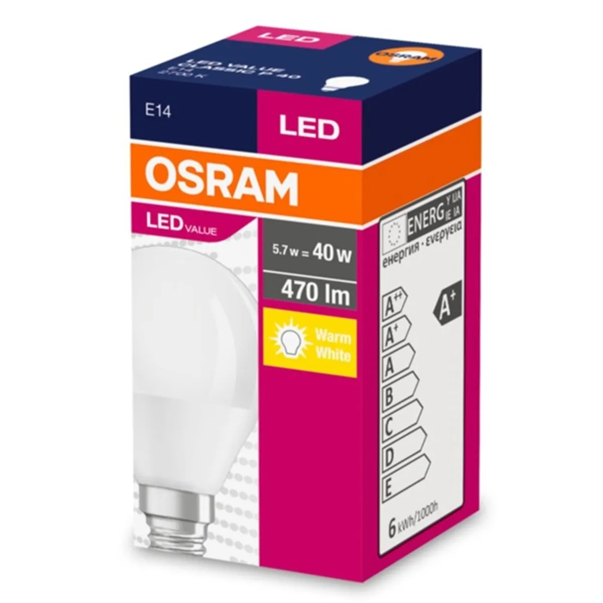 Osram Value opál meleg fehér/4,9W/827lm/2700K/E14 LED kisgömb izzó #2