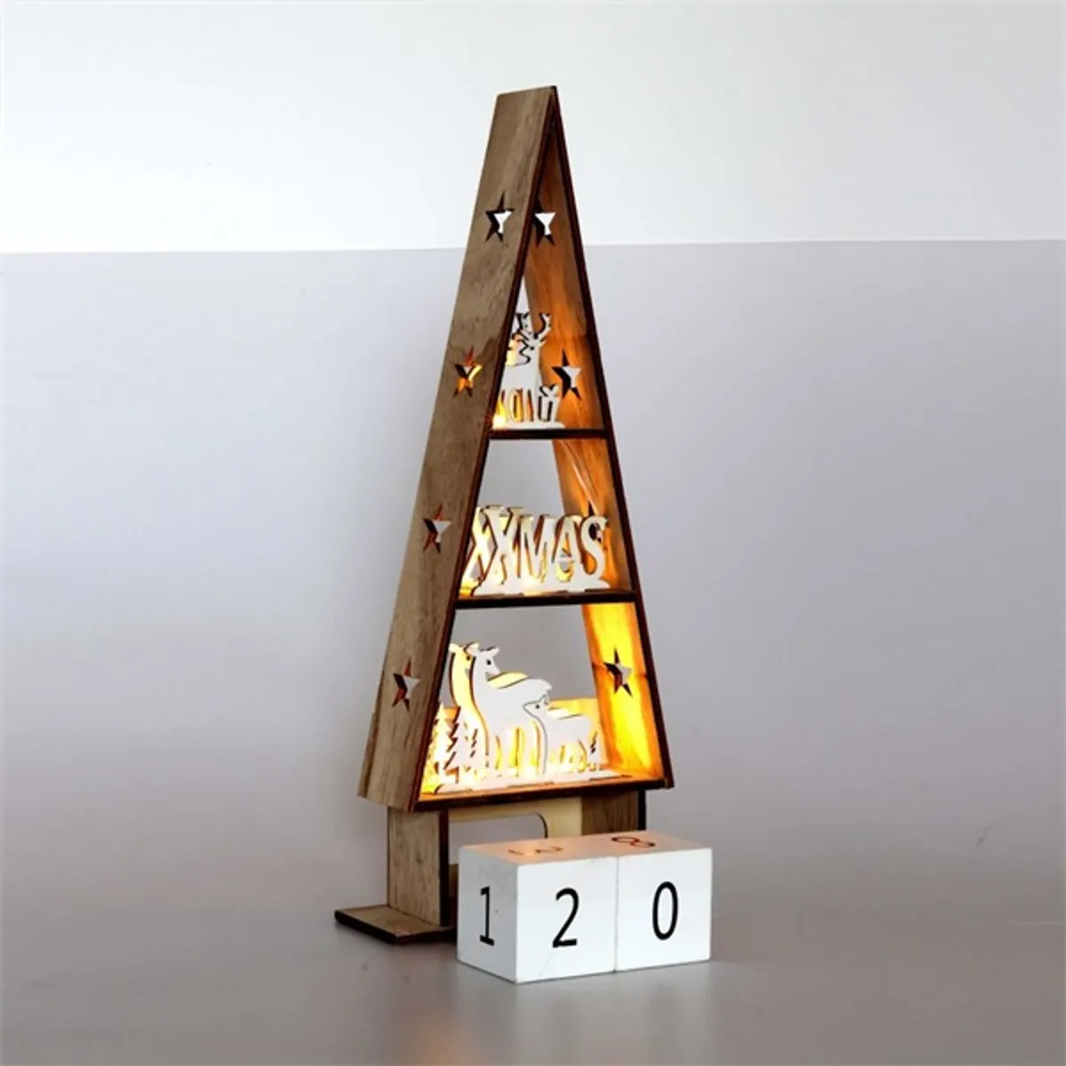 Iris Karácsonyi ház alakú napi számlálós/16x38x6cm/meleg fehér LED-es fa fénydekoráció #2