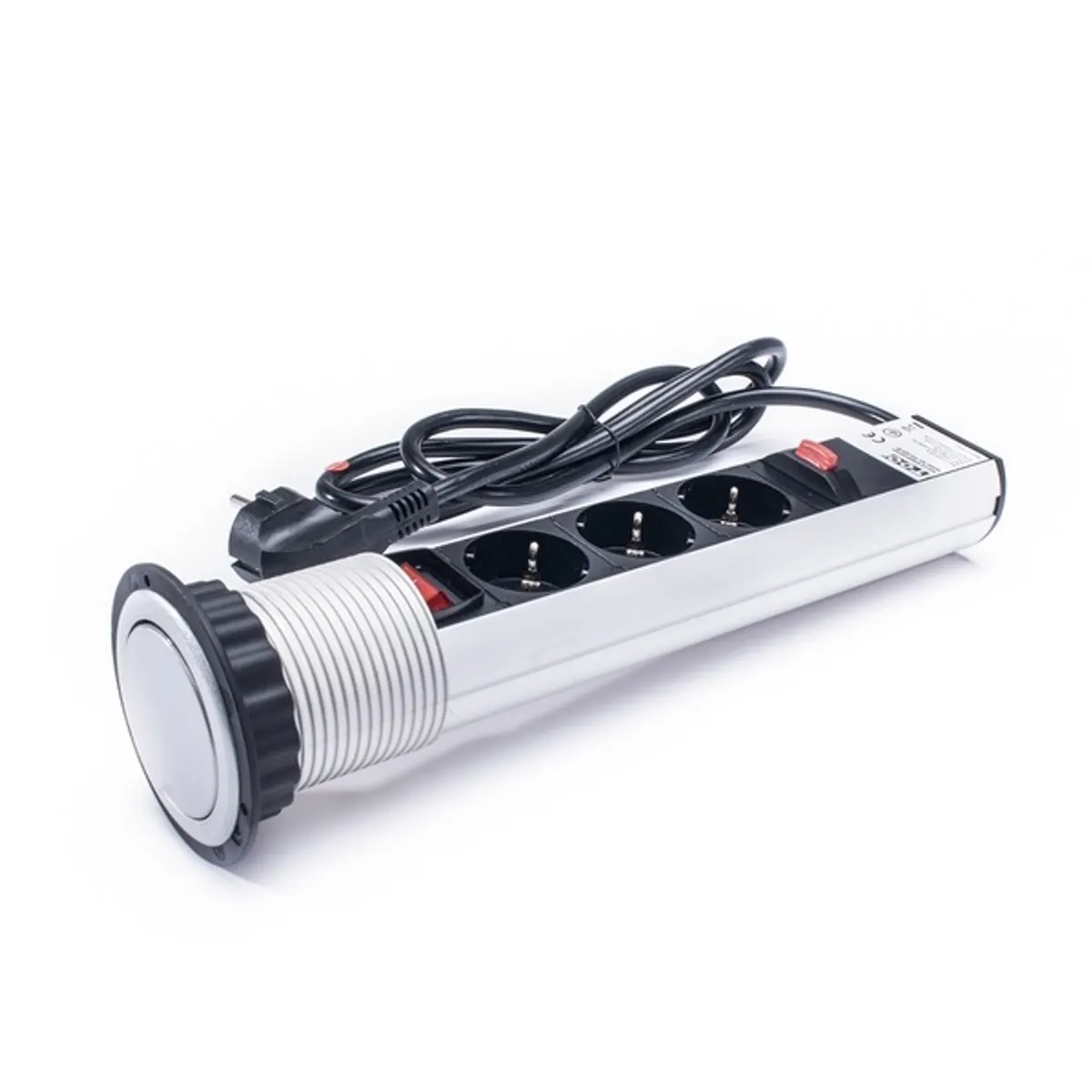 TOO PPS-303-3S IP20, 3x 2P+F, áramtalanító kapcsolóval, ezüst asztalba süllyeszthető elosztó #2