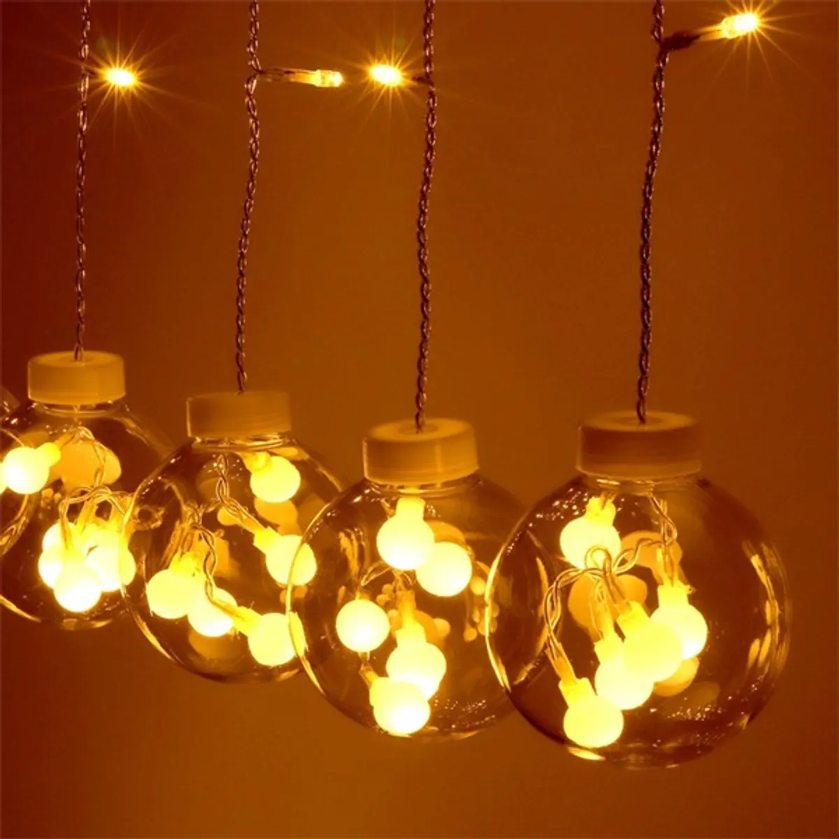 Iris Gömb alakú 8 programos/2,5m/távirányítós/meleg fehér/12db LED-es USB-s fényfüzér, fénydekoráció #1