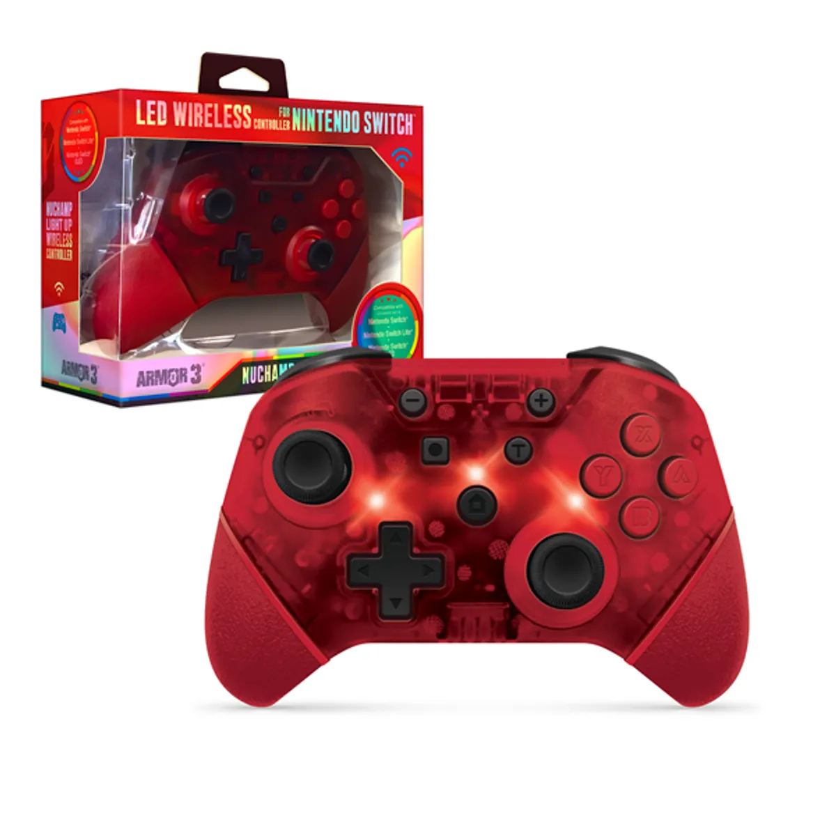 Armor3 M07467-RL NuChamp Nintendo Switch vezeték nélküli LED piros kontroller #1