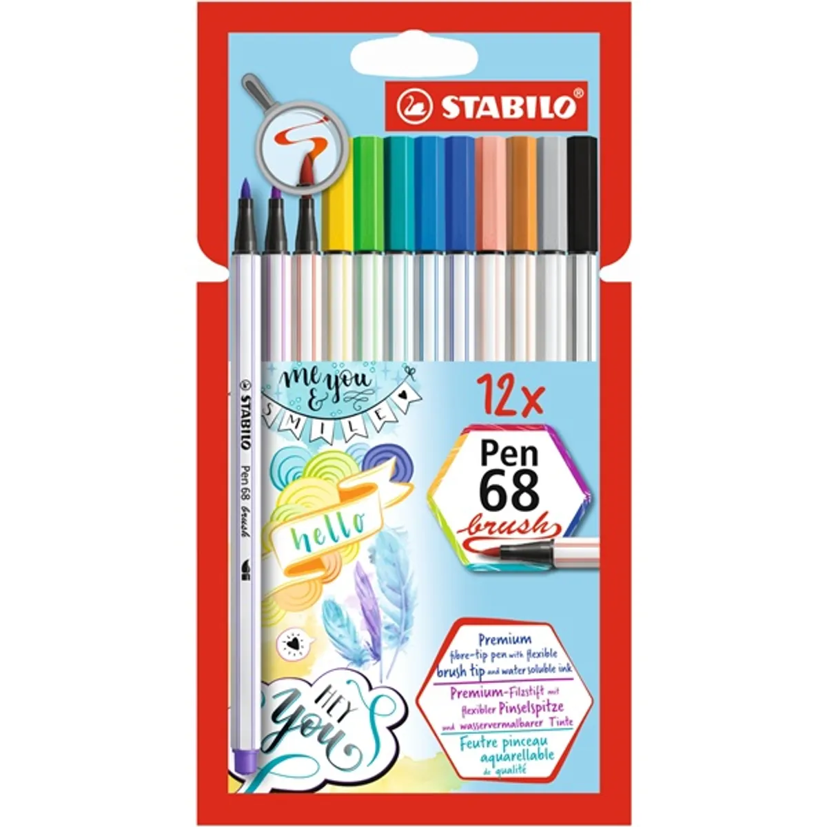 Stabilo Pen 68 brush 12db-os vegyes színű ecsetfilc #1