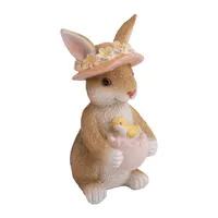 IRIS dekor műgyanta szobor nyúl virággal #1