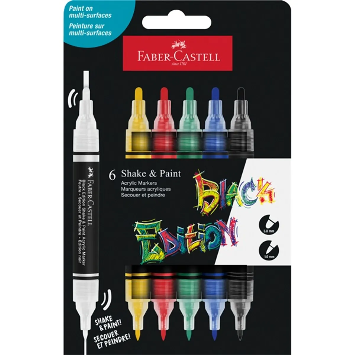 Faber-Castell Black Edition Shake&Paint Klasszikus 6 db kétvégű akrilfilctoll készlet #1
