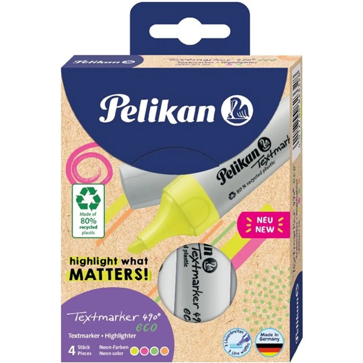Pelikan 490 Eco 4 db-os neon színű szövegkiemelő #1