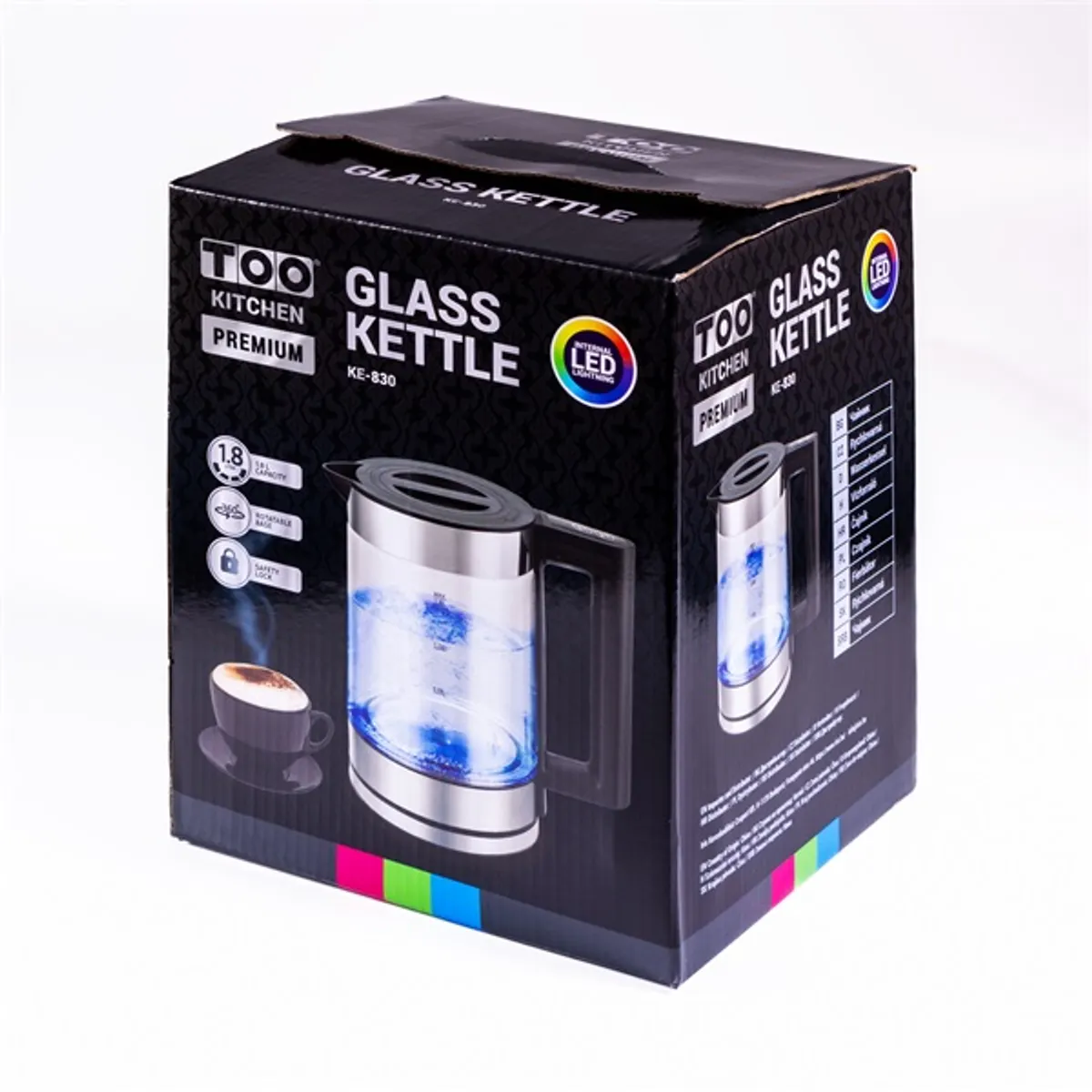 TOO KE-830 1,8 L-es LED-es prémium üveg vízforraló #2