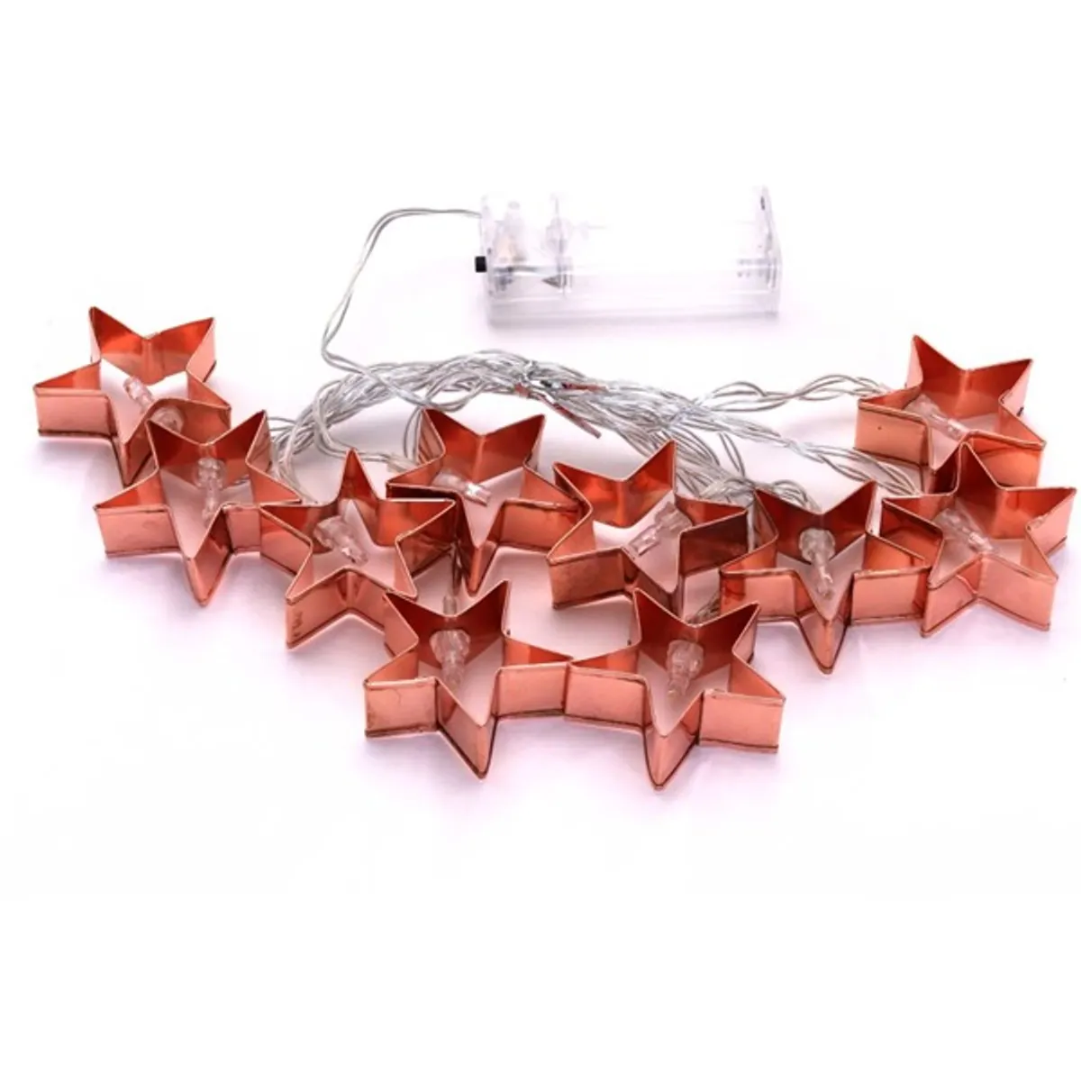 Iris Csillag alakú fém 2m/meleg fehér/10db LED-es/3xAA elemes fényfüzér, fénydekoráció #2