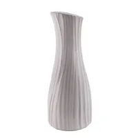 IRIS dekor kerámia váza bordás fehér 8x20cm