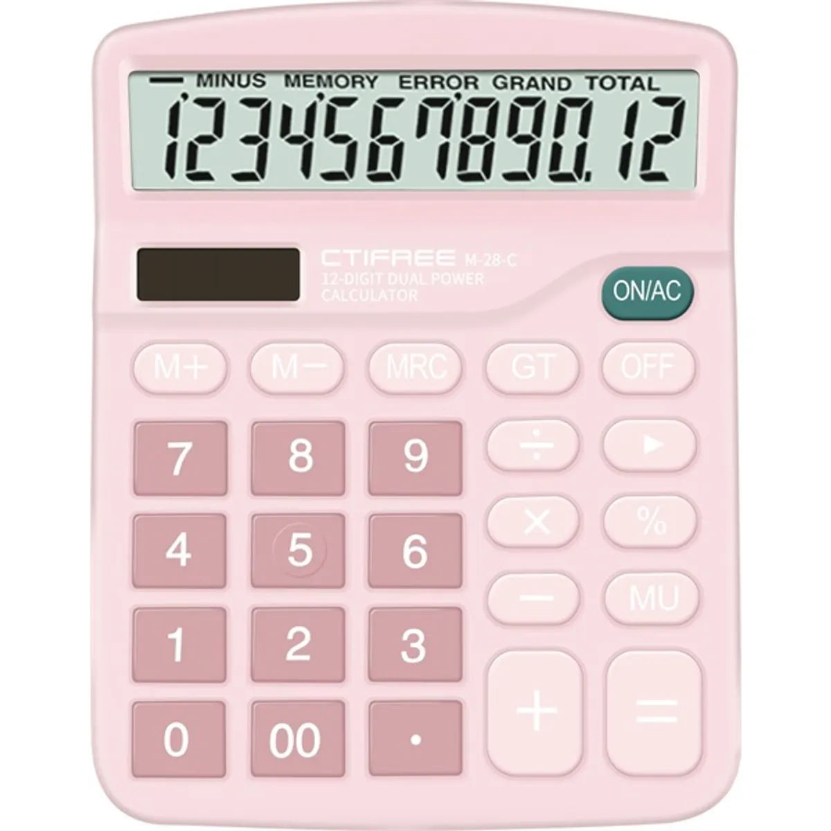 CTIFREE M-28-C PINK rózsaszín számológép, 120x150mm, 12 számjegy, dual power, 2 év garancia #1
