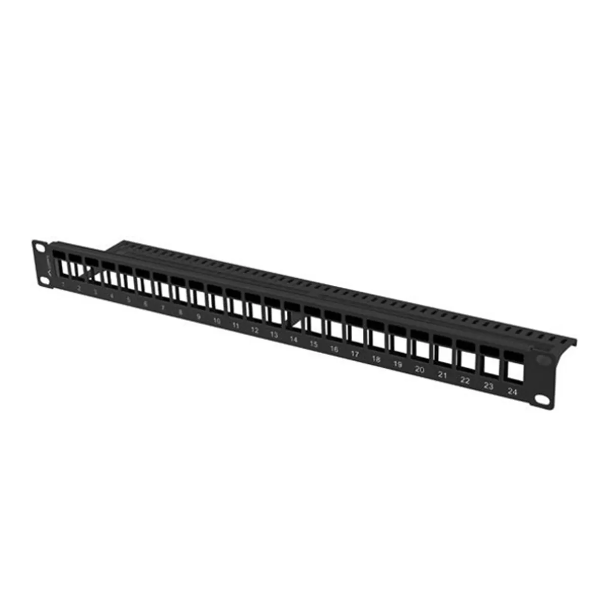 Lanberg PPKS-1024-B 19" 1U üres fekete patch panel 24 db Keystone jack fogadására, kábeltartóval #3