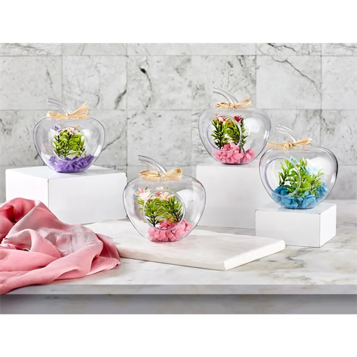 IRIS E5585 dekoráció művirággal búrában 12x14cm #1