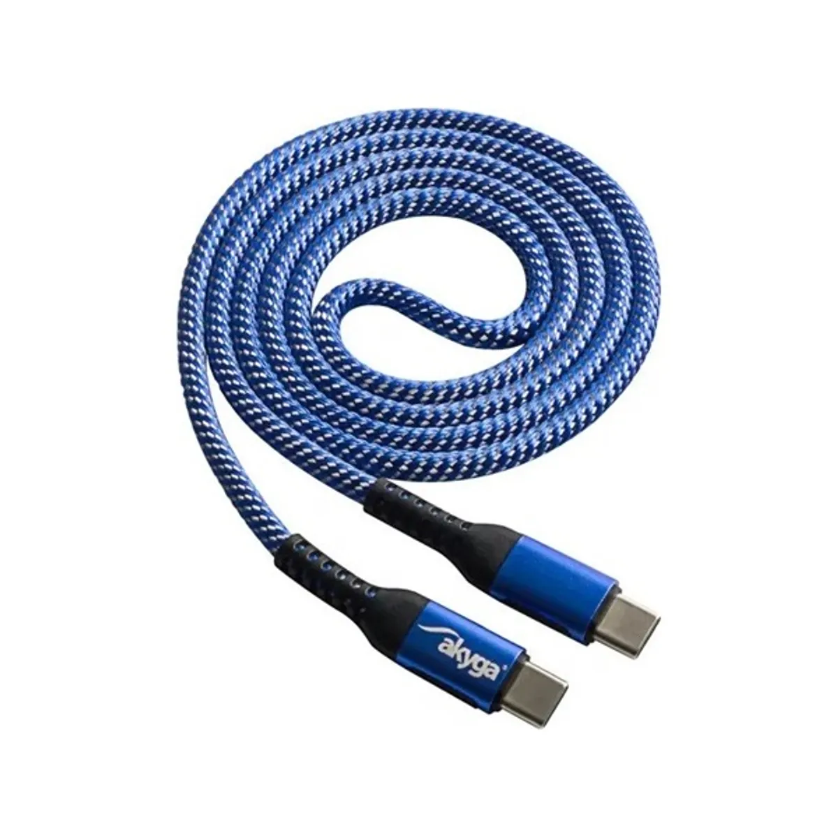 Akyga AK-USB-37 USB-C -> USB-C M/M adatkábel 1m kék-fehér (braided) #1