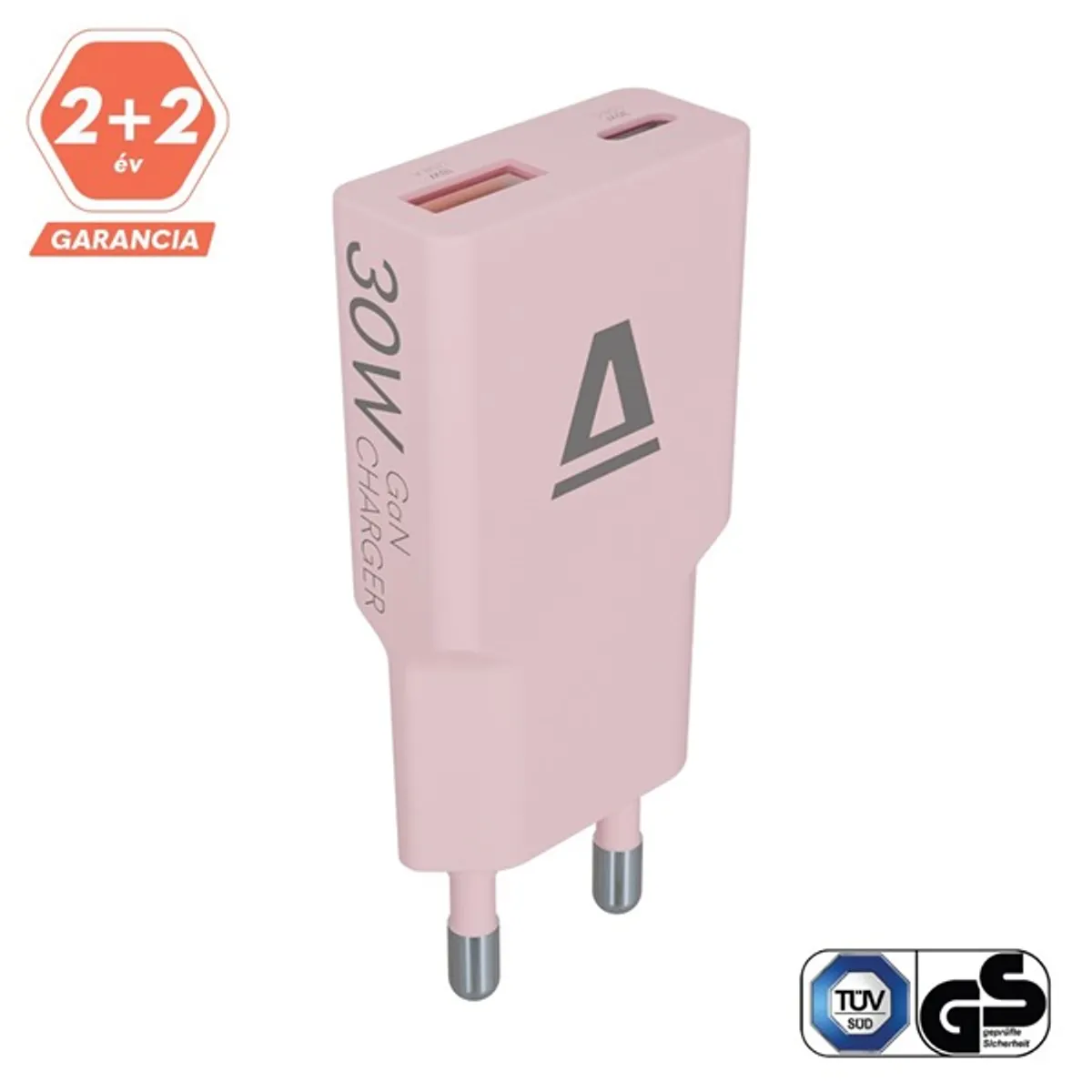 AVAX CH641P NANO SLIM 30W USB-C (PD3.0)+USB-A (QC3.0) pink hálózati töltő #2