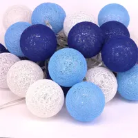 Iris Gömb alakú 6cm/színes fonott/4,5m/kék-v.kék-fehér/30db LED-es/USB-s fényfüzér, fénydekoráció #2