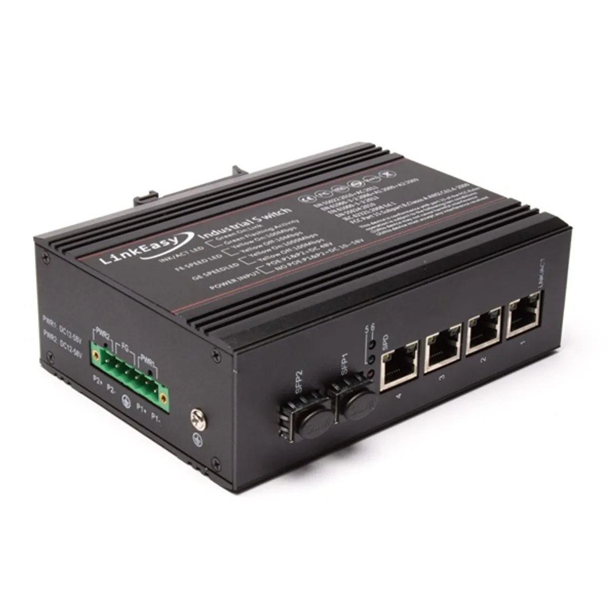 LinkEasy ipari PoE switch 2xGbE SFP+4x10/100/1000BaseTX 802.3at #1