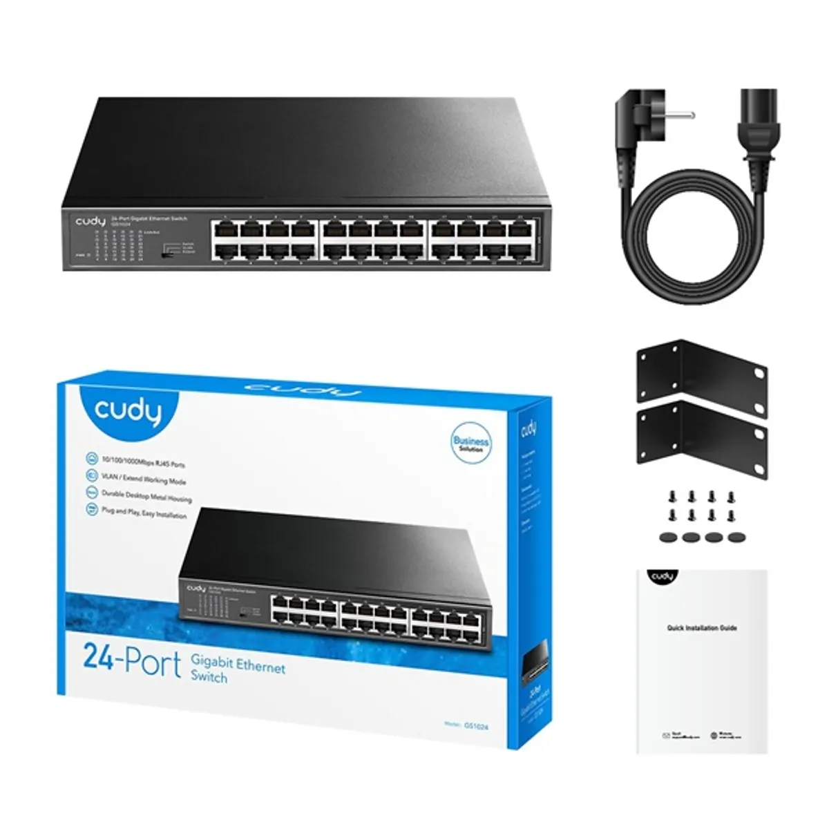 CUDY GS1024 24 portos Gigabit, VLAN/Extend mód, fém ház, fekete asztali Switch #4