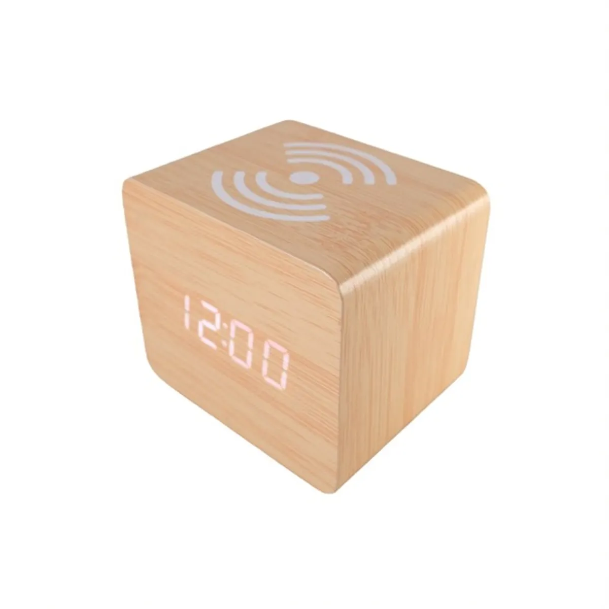 TOO DC-320LBN-Qi világosbarna digitális óra vezeték nélküli töltővel #5