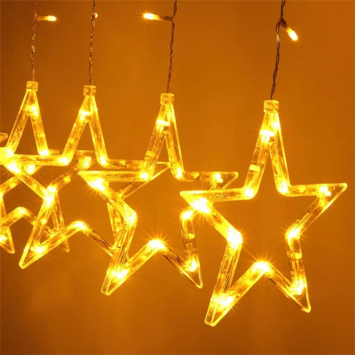 Iris Csillag alakú fix fényű/2,5m/távirányítós/meleg fehér/12db LED-es USB-s fényfüzér, fénydekoráció #1