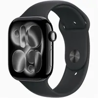 Apple Watch S11 GPS-es (46mm) kozmoszfekete alumínium tok, fekete S/M sportszíjas okosóra