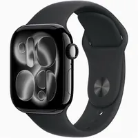Apple Watch S11 GPS-es (42mm) kozmoszfekete alumínium tok, fekete S/M sportszíjas okosóra