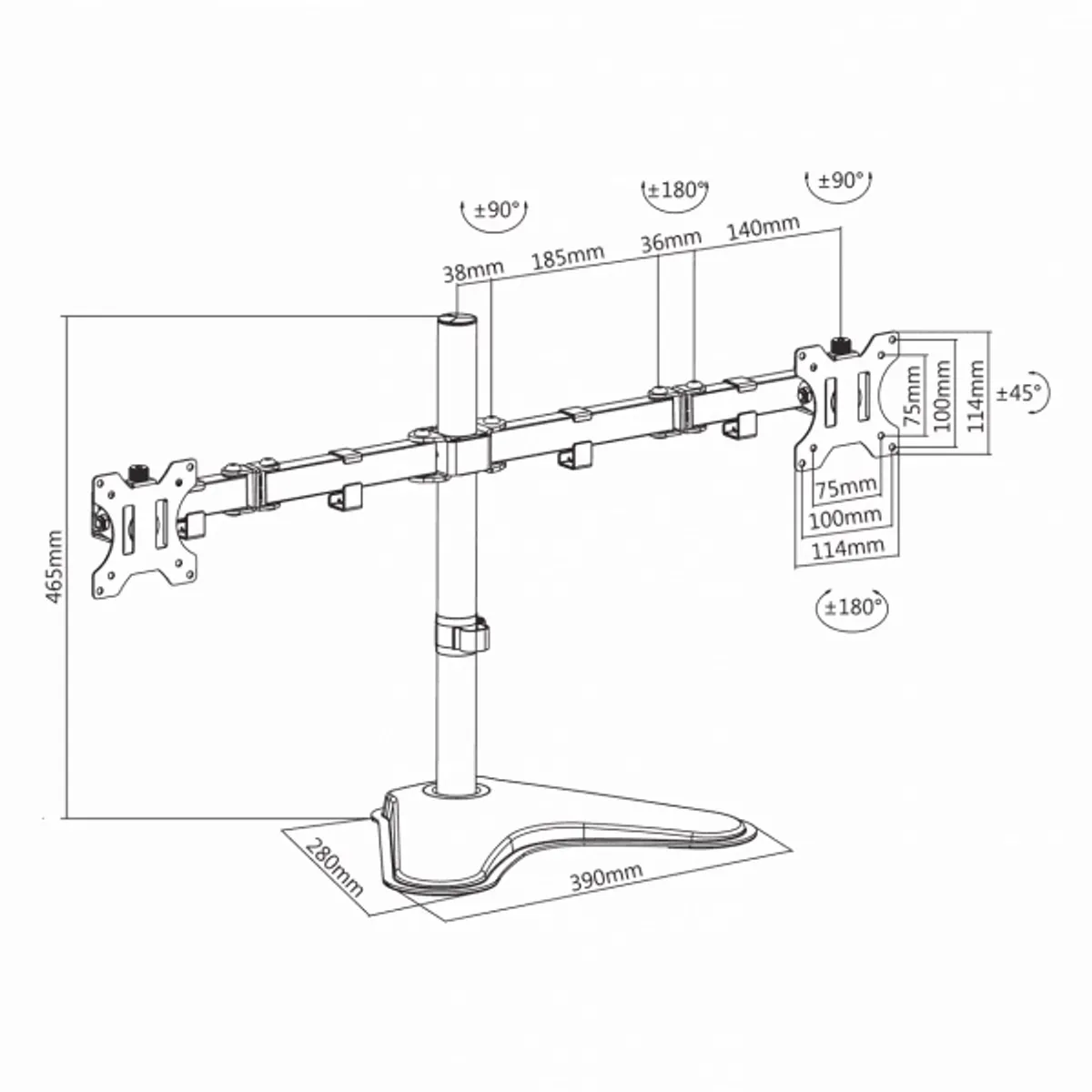 Sbox LCD-F024 13"-32" VESA 100x100 dönthető, forgatható asztali monitor tartó konzol #2