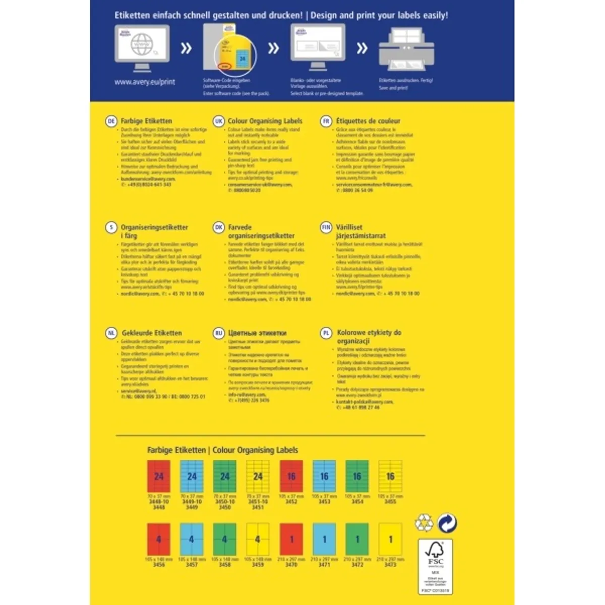 Avery 3448-10 70x37mm 240db-os piros univerzális etikett #2