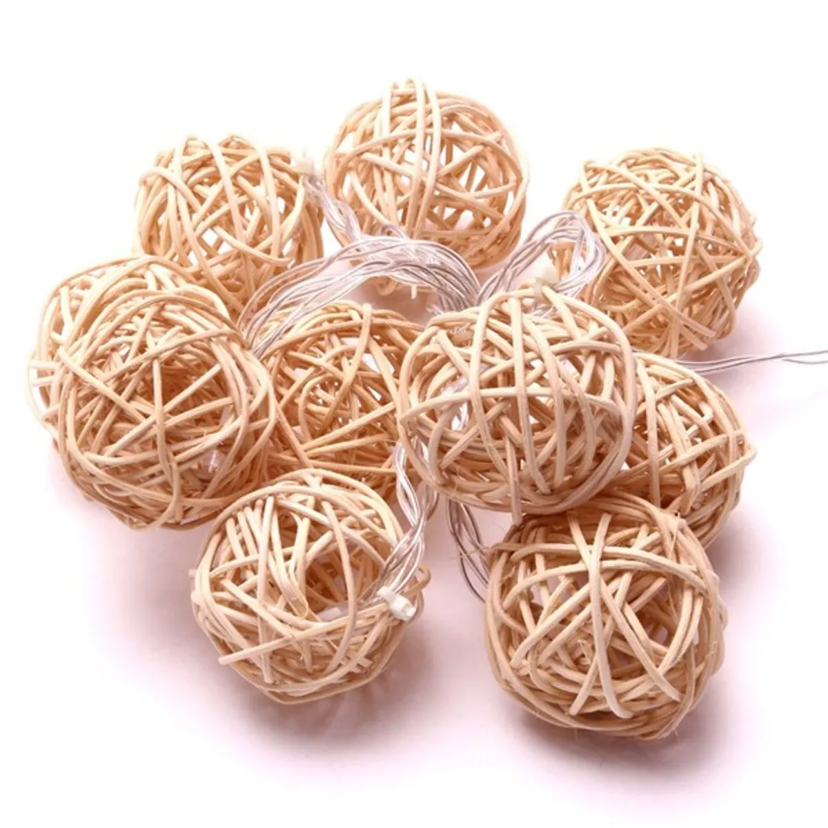 Iris Gömb alakú fonott/rattan/1,5m/meleg fehér/10db LED-es/3xAA elemes fényfüzér, fénydekoráció #2