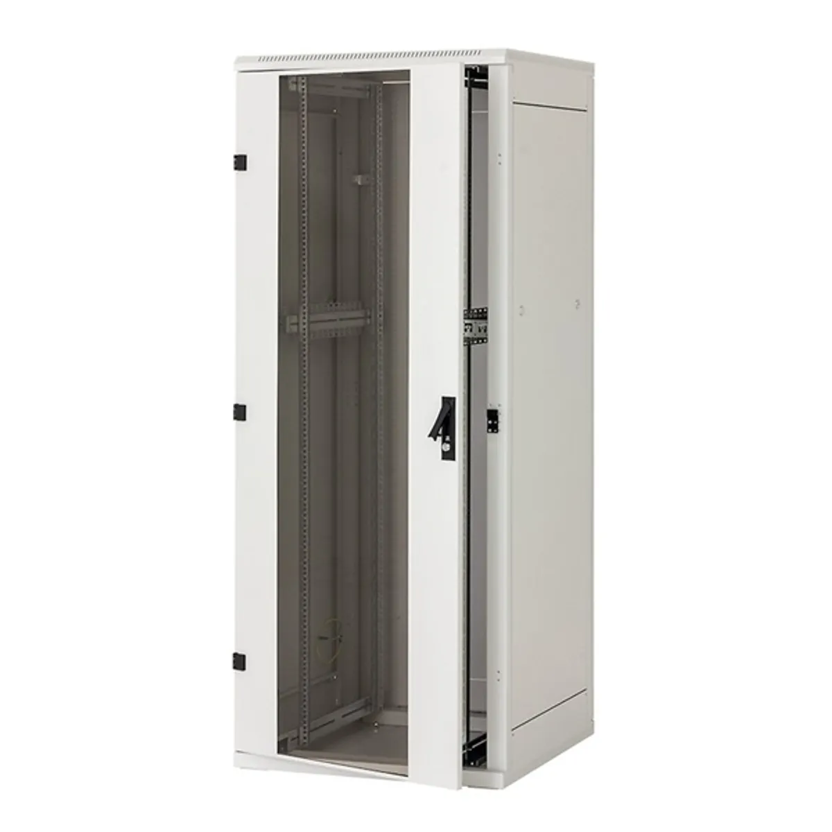 Triton 19" 42U 800x1000 mm Biztonsági üvegajtóval, teherbírás 800kg, fekete álló rack szekrény #1
