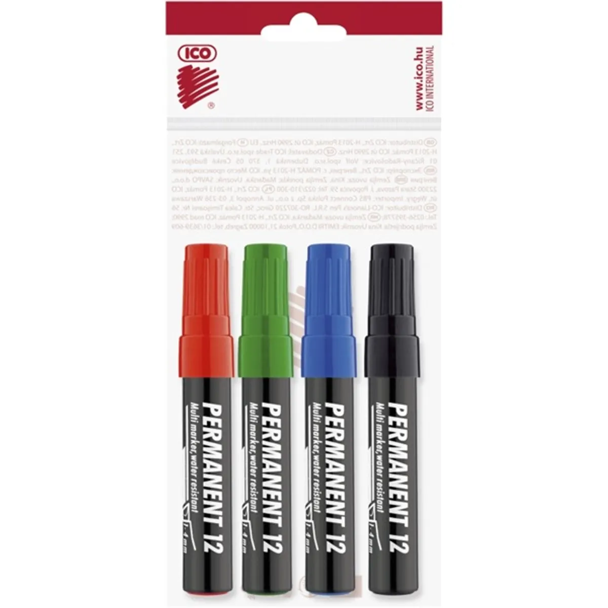 ICO Permanent 12 4db-os vegyes színes marker #1
