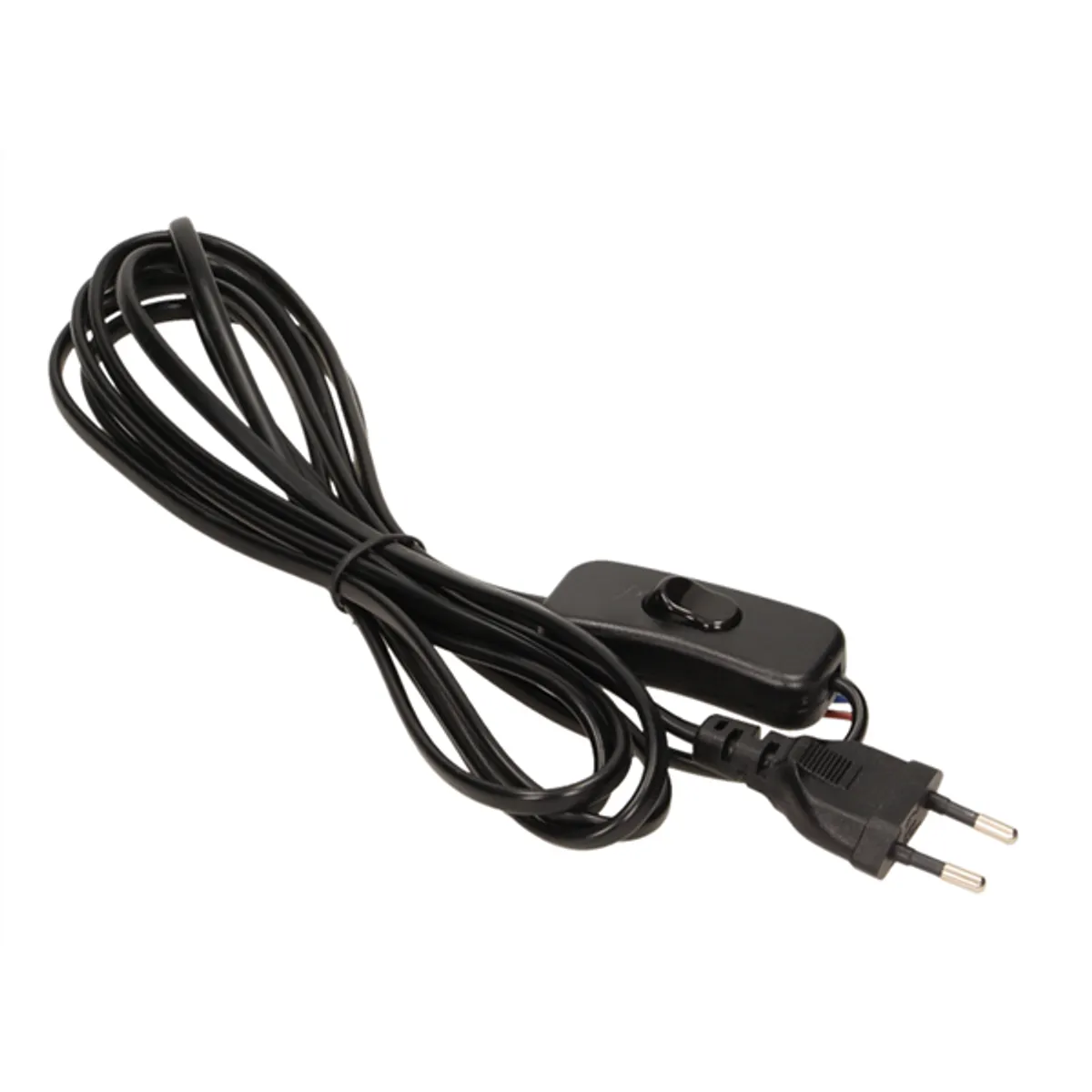 Commel 0113 H03VV H2-F 2,5A 250V 2X0,75mm2 2m fekete vezeték zsinórközi kapcsolóval #1