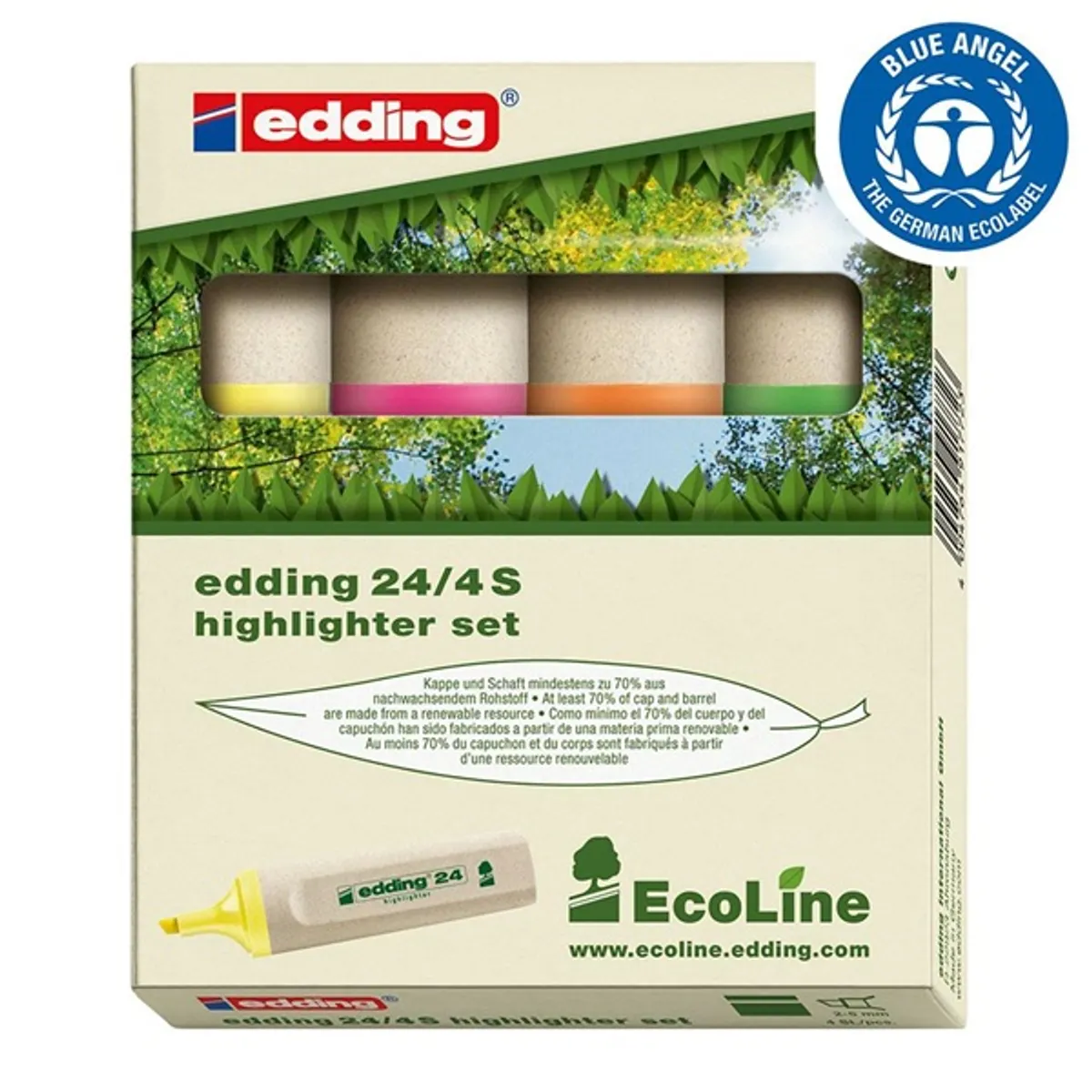 Edding 24 Ecoline 4db-os vegyes színű szövegkiemelő #1