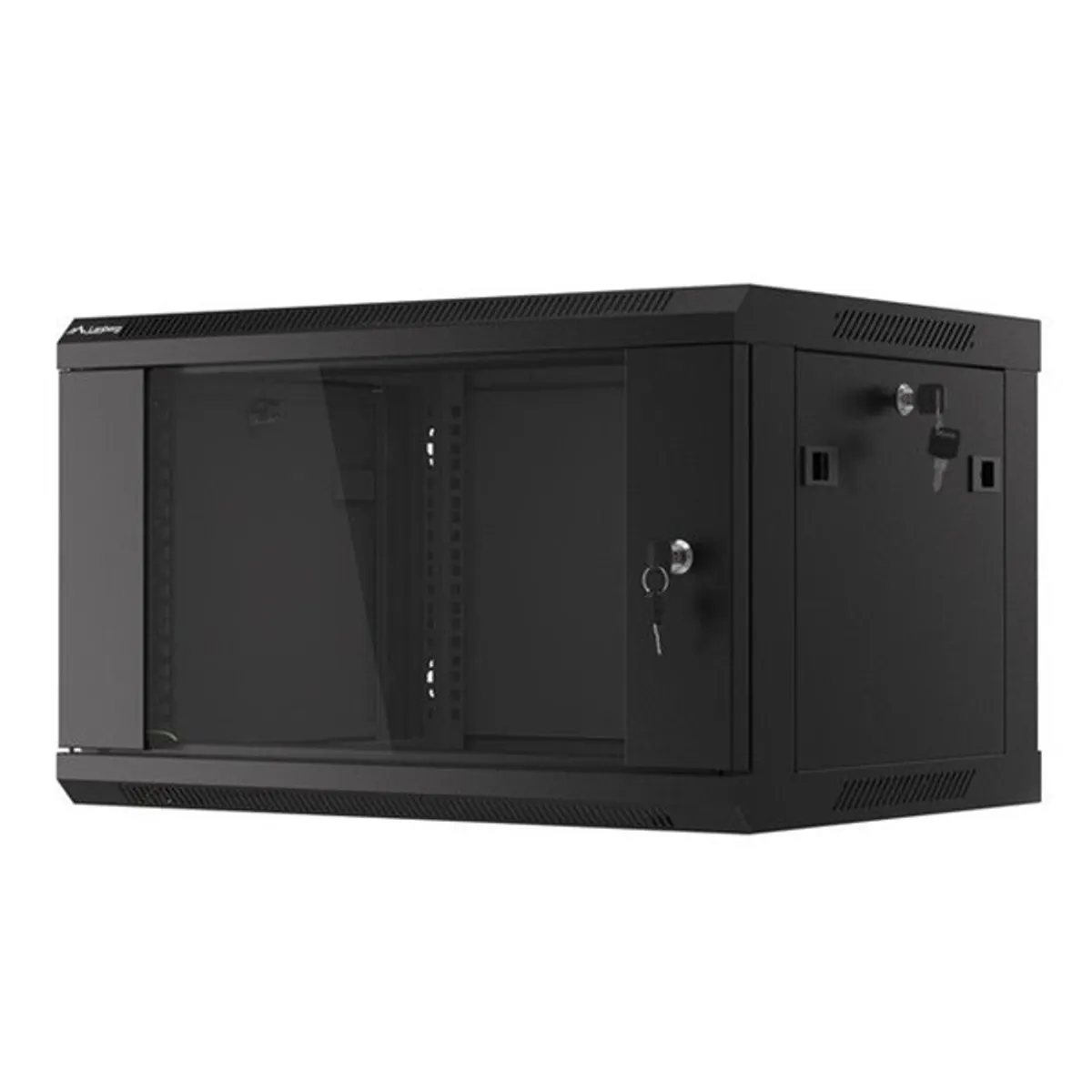 Lanberg WF01-6406-10B 19" 6U SZÉL:600mm MÉLY:450mm MAG:379mm lapraszerelt üvegajtós fekete fali rack szekrény #3