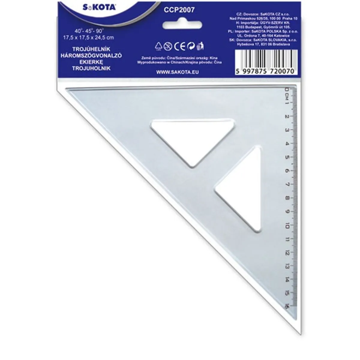 Sakota 45fokos átlátszó BL vonalzó #1