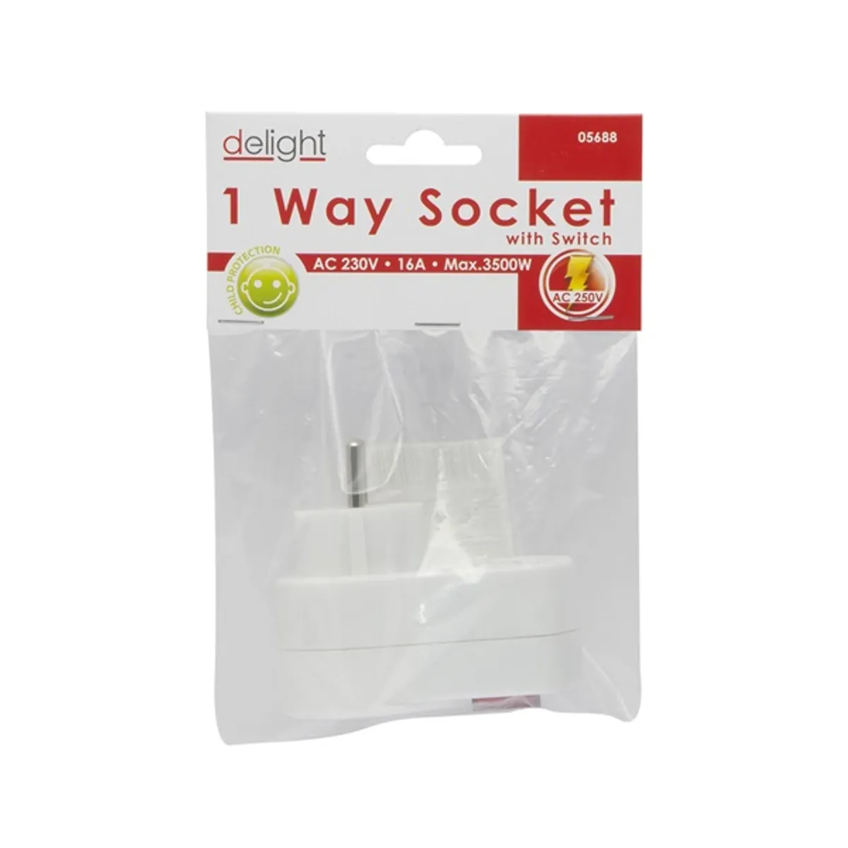 Delight 230V 10A Földelt kapcsolós 1-es fali dugalj #3