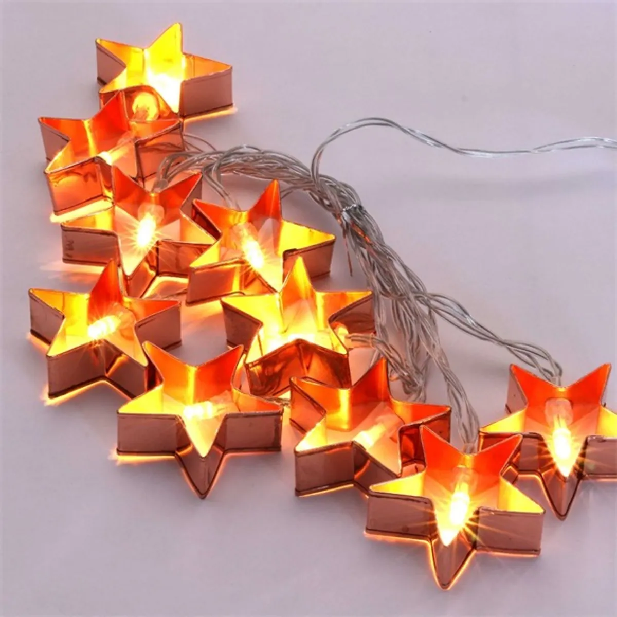 Iris Csillag alakú fém 2m/meleg fehér/10db LED-es/3xAA elemes fényfüzér, fénydekoráció #3