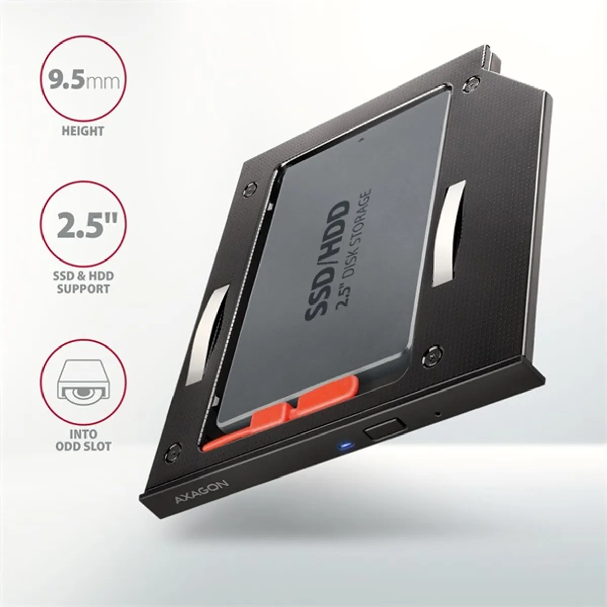 Axagon RSS-CD09 2,5" SATA SSD/HDD caddy optikai meghajtó beépítő keret #2